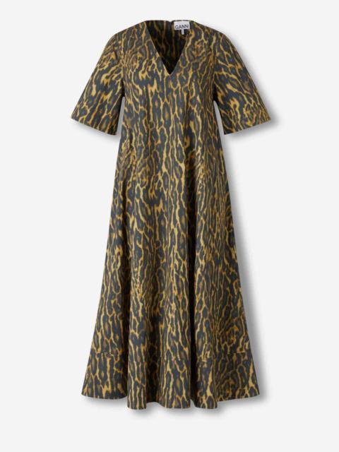 GANNI MIDI LEOPARD DRESS