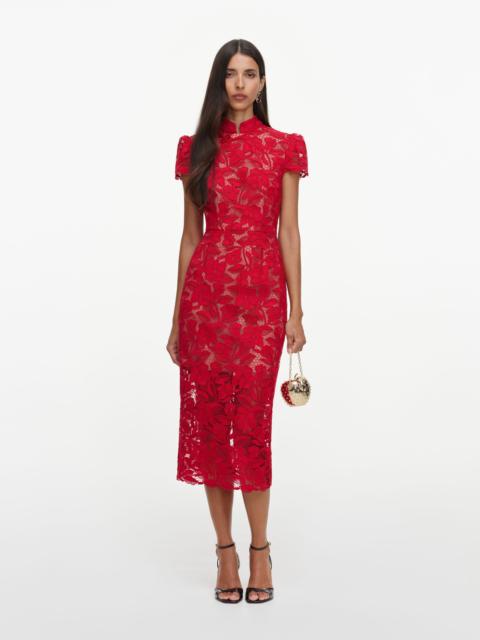 self-portrait Red Lace Midi Dress