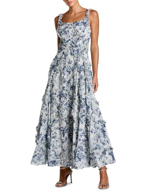 MAC DUGGAL Women's Ruffle Floral Sweetheart Maxi Dress - Blue Multi