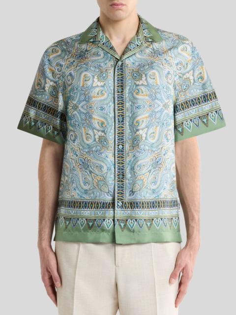 Etro SILK BOWLING SHIRT WITH PLACED POCKET-SQUARE PAISLEY PRINT