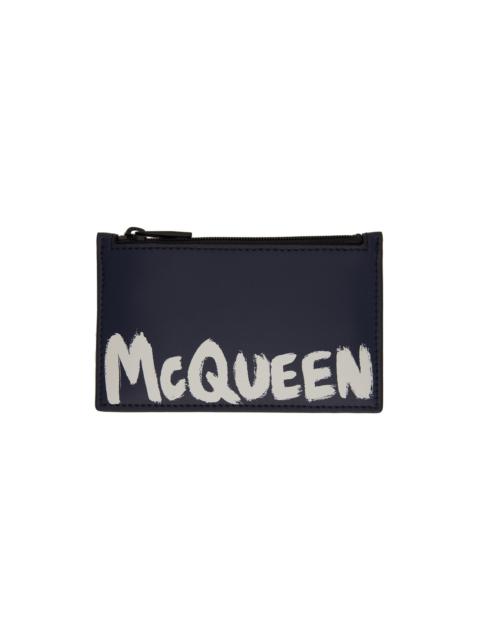 Alexander McQueen Navy Graffiti Card Holder