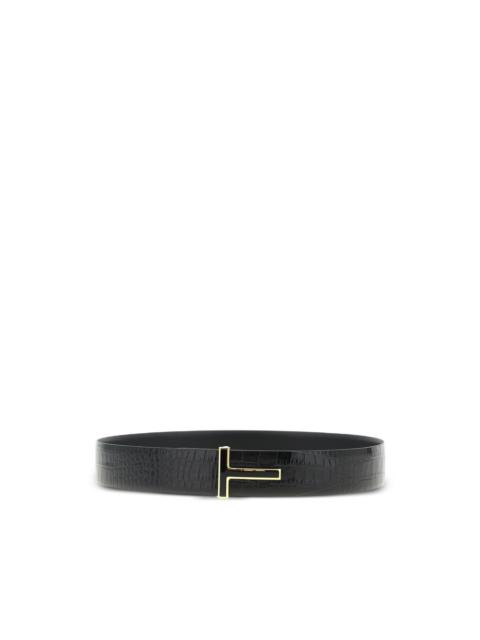 TOM FORD reversible crocodile-effect logo belt