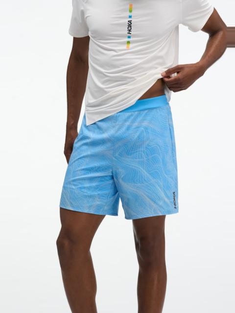 HOKA Men's Glide Short 7" 2in1 in Mineral Blue Prt