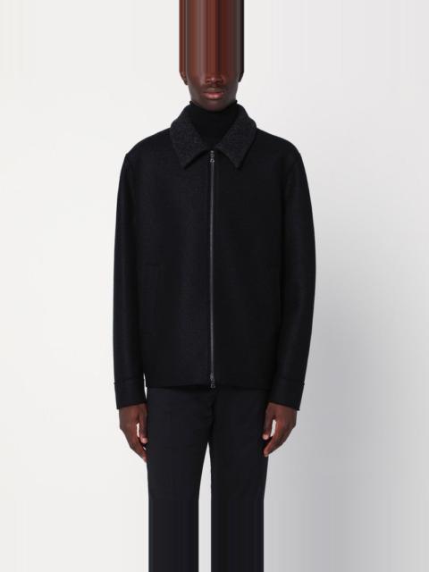 Harris Wharf London Harris Wharf London Black Zip-Up Wool Jacket Men