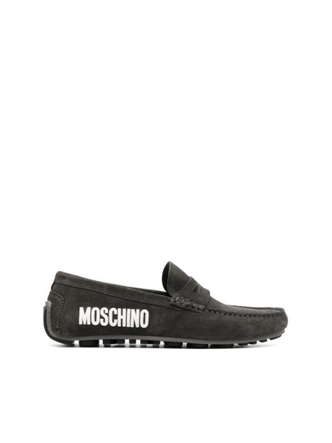 Moschino logo-appliqué suede loafers