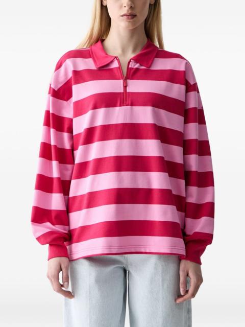 adidas striped quarter-zip polo shirt