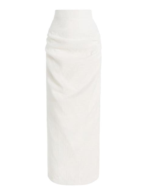 MATICEVSKI Exclusive Saucy Minx Crinkled Maxi Skirt white