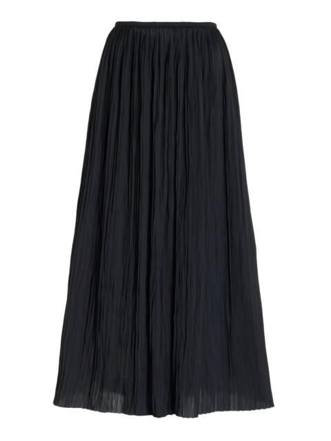 ULLA JOHNSON Ineze Plissé Satin Midi Skirt black