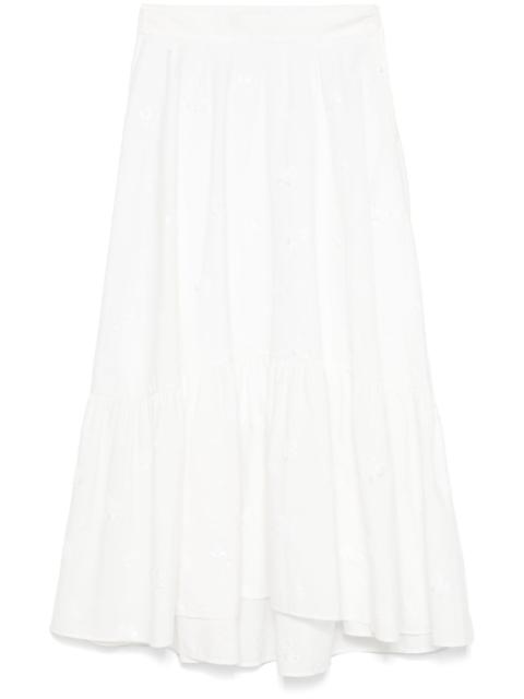 maje floral-embroidered maxi skirt