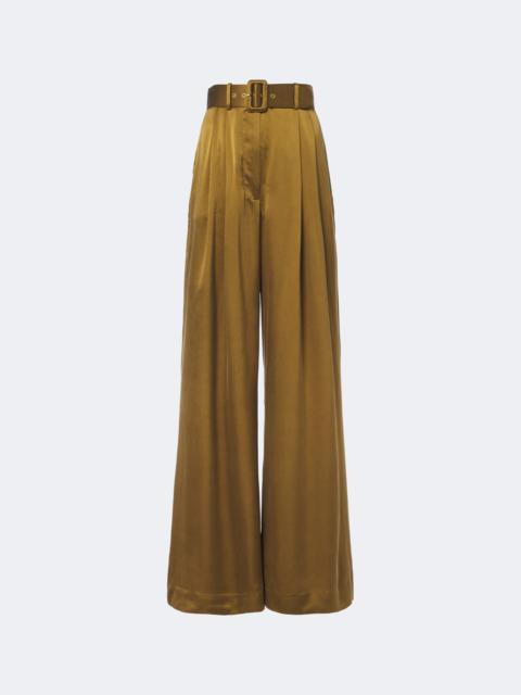 Zimmermann Belted pleated silk wide-leg pants