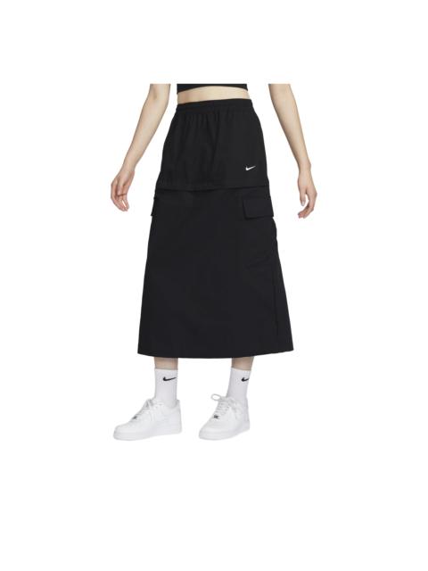 Nike (WMNS) Nike Sportswear Essential Mid-Rise Woven Cargo Midi Skirt Asia Sizing 'Black' FV7504-010