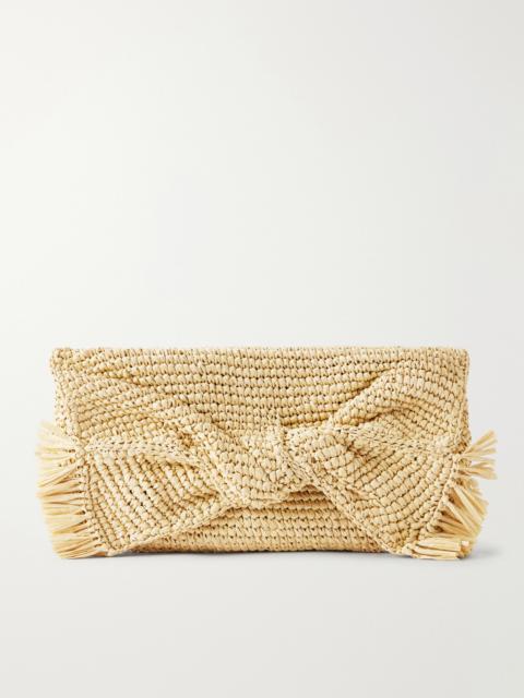 Anya Hindmarch Bow Leather-trimmed Raffia Clutch