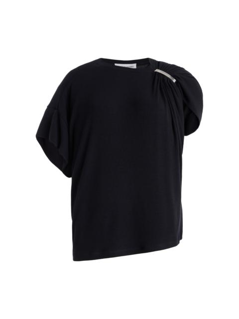 BRANDON MAXWELL The Faye Asymmetric Ribbed Jersey Top black