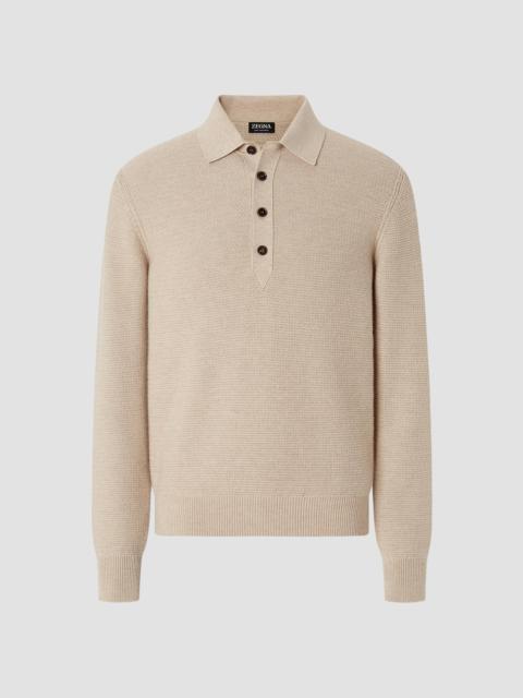 ZEGNA Men's Oasi Cashmere Polo Shirt - Cream White