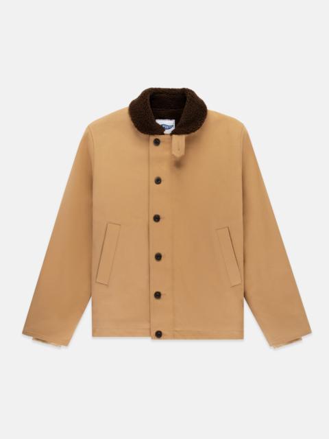 J. PRESS KHAKI FLEECE-LINED CANVAS DECK JACKET