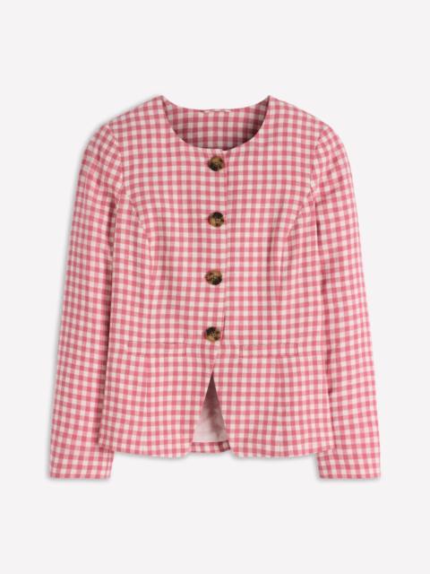BODEN Hampstead Linen Blazer-Vintage Rose Gingham