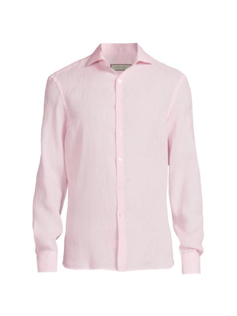 Canali Men's Linen Sport Shirt - Pink
