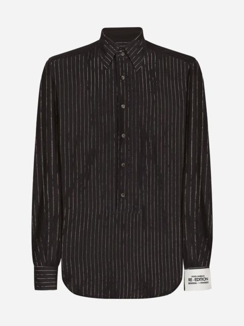 Pinstripe cotton muslin shirt
