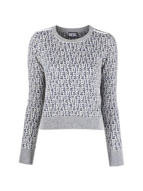 logo-jacquard knitted jumper