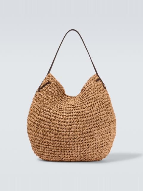 JW Anderson Bulb XL suede-trimmed raffia bucket bag