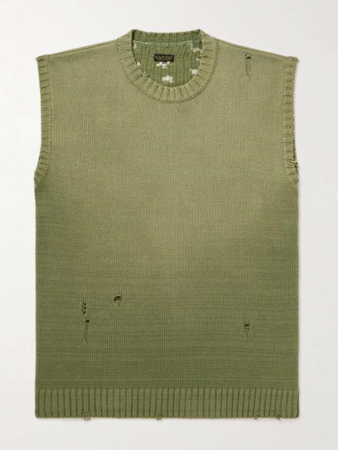 5G Distressed Cotton-Blend Jacquard Sweater Vest