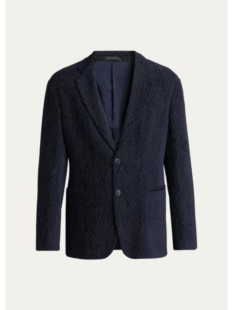 GIORGIO ARMANI Men's Chevron Jacquard Single-Breasted Sport Coat