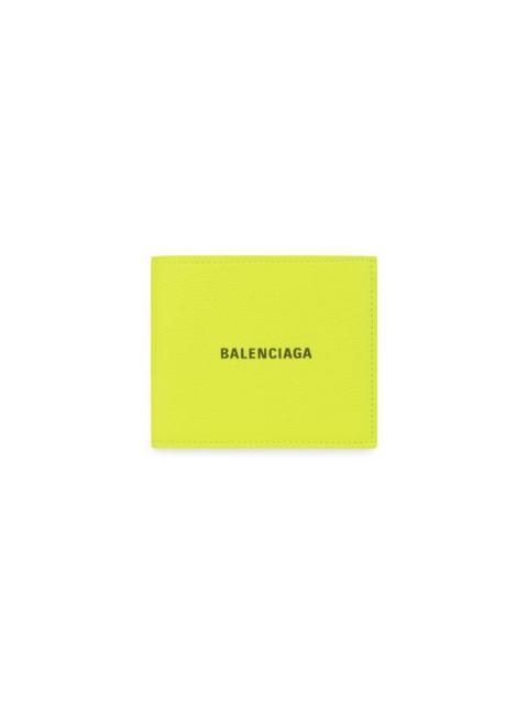 BALENCIAGA Men's Cash Square Folded Coin Wallet in Yellow Fluo/silver