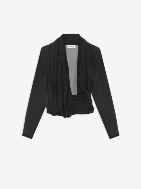 SAINT LAURENT draped blouse in silk muslin crepe