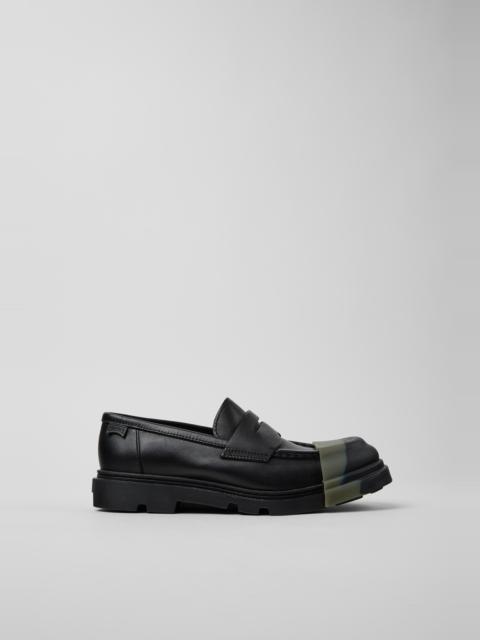 CAMPER Junction Black Leather Moccasins for Women.
