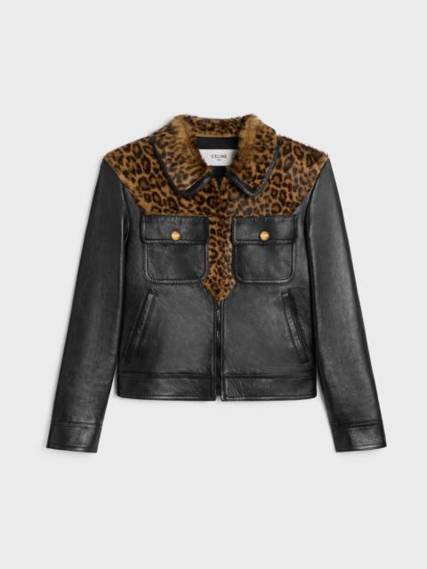 CELINE Straight fit blouson jacket in soft lambskin