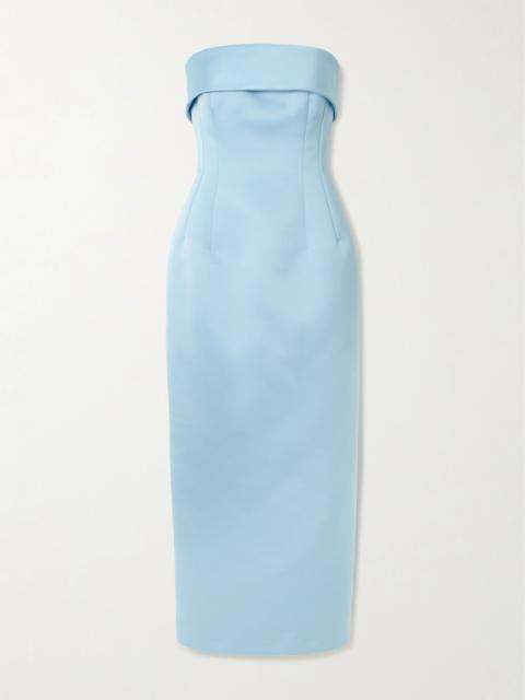 EMILIA WICKSTEAD Keeley Mudu strapless duchesse-satin midi dress Light blue