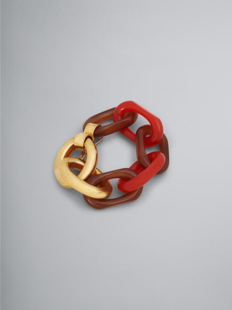 Marni VERTIGO BRACELET IN ORANGE RESIN AND METAL