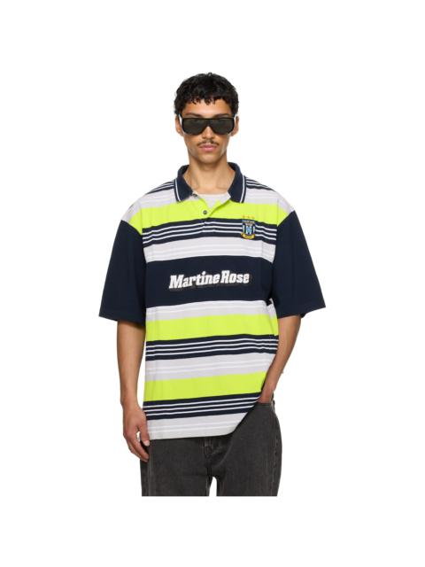 Martine Rose SSENSE Exclusive Navy & Green Oversized Panelled Polo