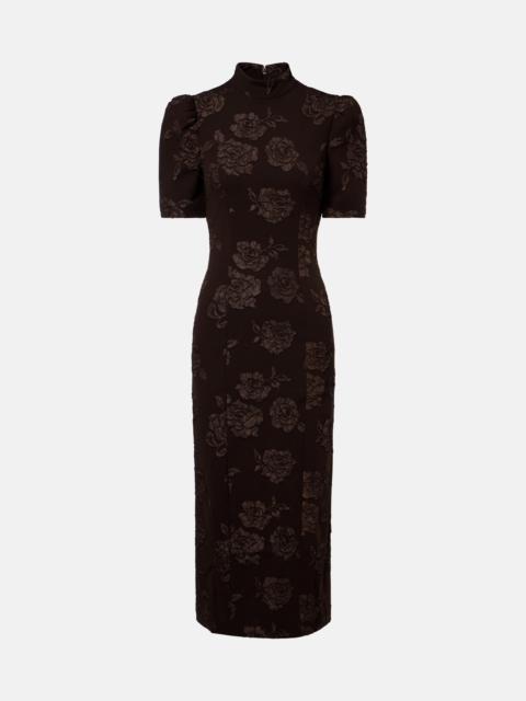 ROTATE Floral jacquard midi dress