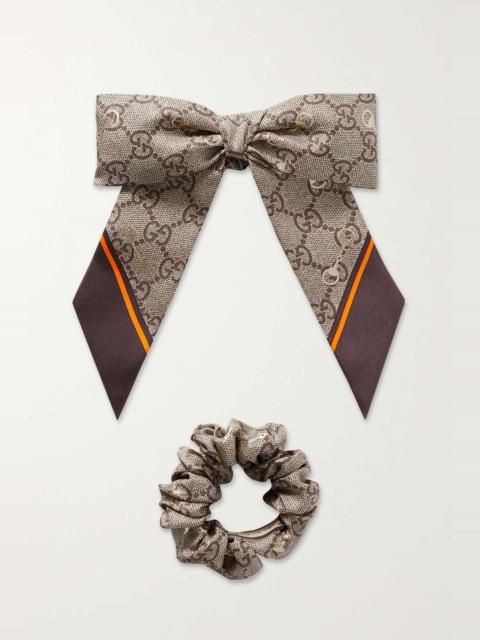 GUCCI GG printed silk hair tie and scrunchie set
