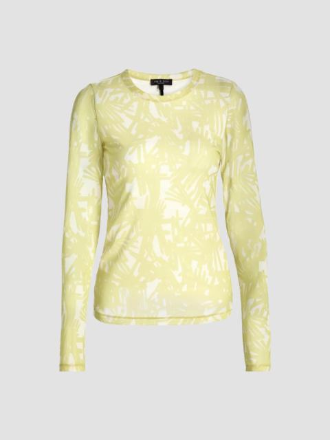 rag & bone Women's Yana Printed Mesh Long-Sleeve Top - Endive