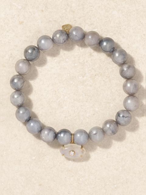 SYDNEY EVAN Evil Eye 14-karat gold, moonstone and diamond bracelet Gold