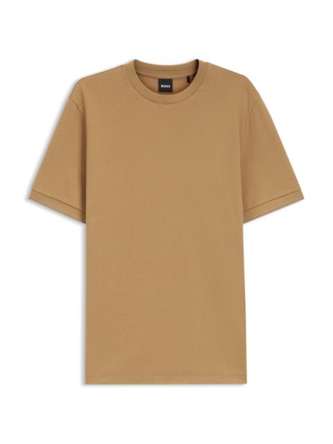 BOSS STRUCTURED COTTON T-SHIRT WITH CUFF STRIPES