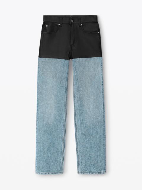 Alexander Wang Leather stacked jean in denim