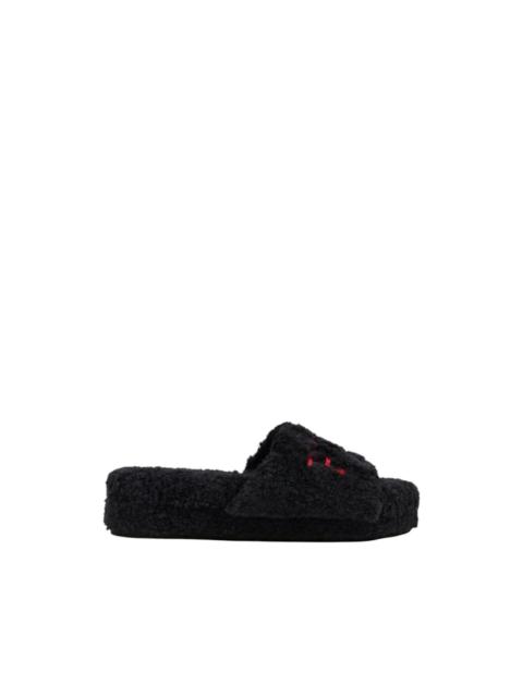 Polo Ralph Lauren borg-texture embroidered slippers