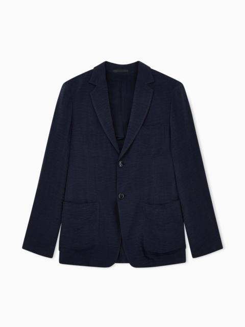 GIORGIO ARMANI SINGLE-BREASTED JACKET IN JACQUARD CUPRO