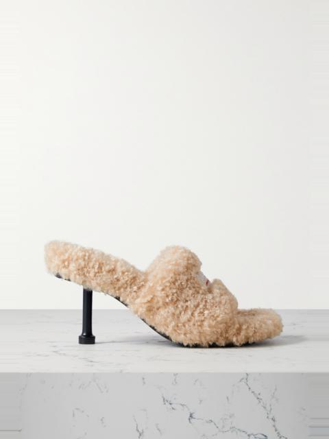 Furry logo-embroidered faux shearling mules