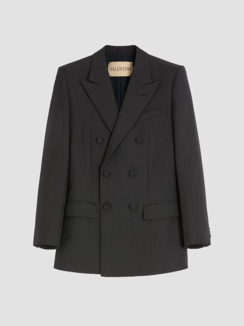 Valentino Men's Double-Breasted Wool Gabardine Jacket - Black