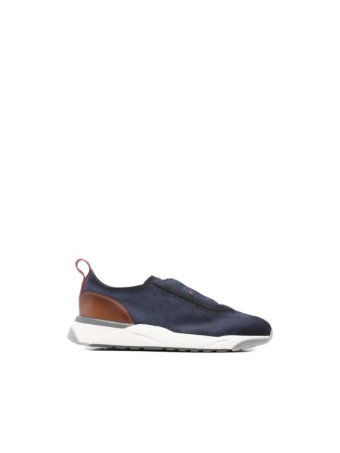 Santoni suede panelled sneakers