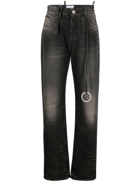 mid-rise tapered-leg jeans