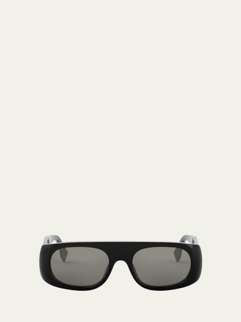 FENDI Men's Signature Acetate and Nylon Rectangle Sunglasses