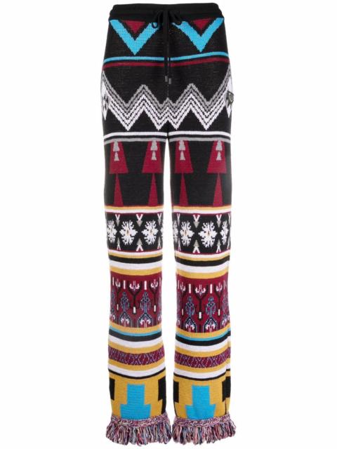 PHILIPP PLEIN geometric-pattern fringe wool trousers