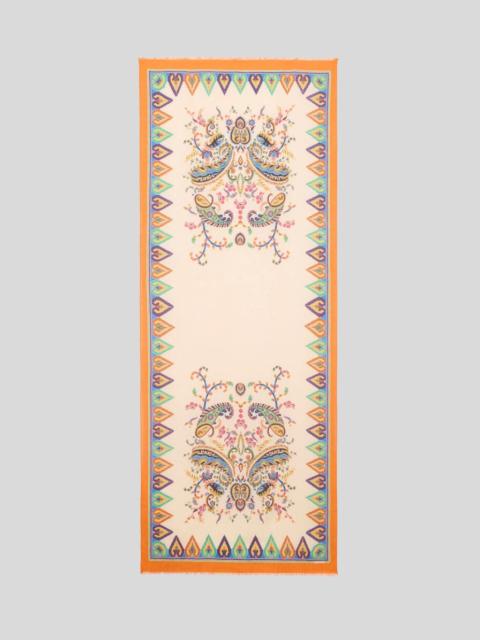Etro COTTON-BLEND JACQUARD SCARF WITH FLORAL PAISLEY MOTIF