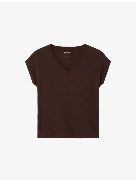 WHISTLES Willa V-Neck Cotton-Jersey T-Shirt