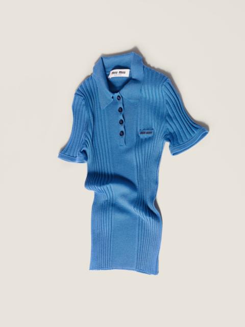 Miu Miu Ribbed knit wool polo shirt
